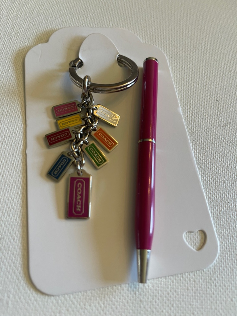 Coach Vintage Multicolor Logo Tag Keychain and Coach Pen - Picture 5 of 6